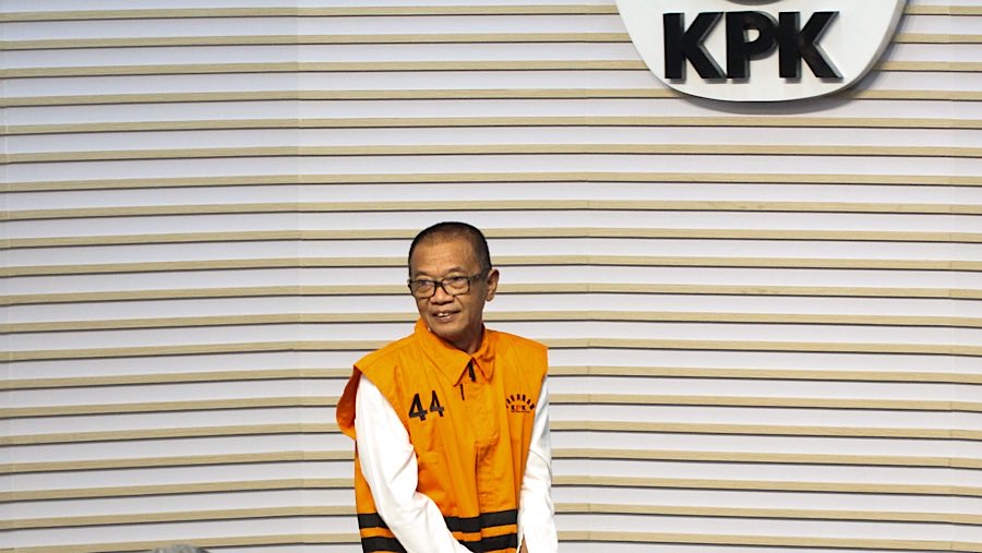 Para tersangkat tersebut adalah Dirjen Binapenta & PKK Kemnaker (2020-2023) Suhartono tersangka pengurusan izin TKA. (Bloomberg Technoz/Andre)