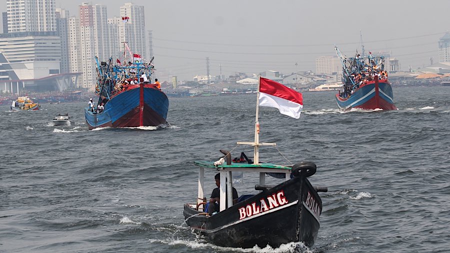 Warga Muara Angke mengeluarkan modal sebesar Rp 500 juta untuk menggelar tradisi Nadran atau sedekah laut 2025 (Bloomberg Technoz/Andrean Kristianto) 