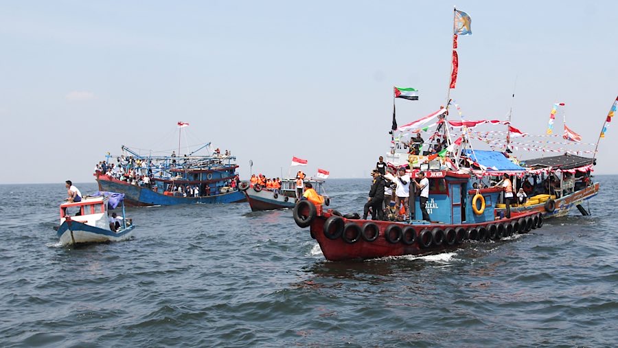 Namun pelaksanaan Nadran nelayan Muara Angke sempat terhenti sejak tahun 2022 (Bloomberg Technoz/Andrean Kristianto) 