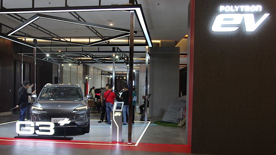 Polytron resmi debut di ajang Gaikindo Indonesia International Auto Show (GIIAS) 2025. (Bloomberg Technoz/Andrean Kristianto)