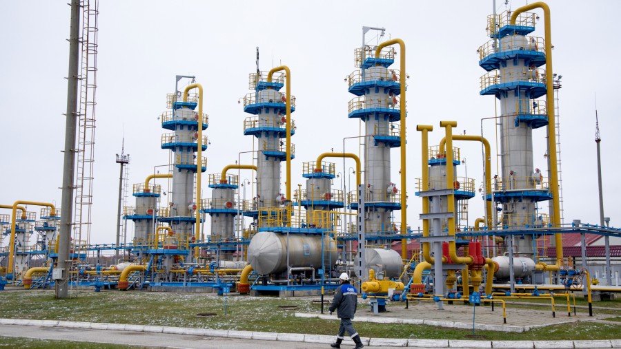Unit pengolahan gas di fasilitas penyimpanan gas bawah tanah Kasimovskoye, yang dioperasikan oleh Gazprom PJSC, Rusia./dok. Bloomberg