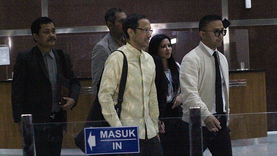 Nadiem diperiksa selama hampir sepuluh jam oleh penyidik KPK. (Bloomberg Technoz/Andrean Kristianto)