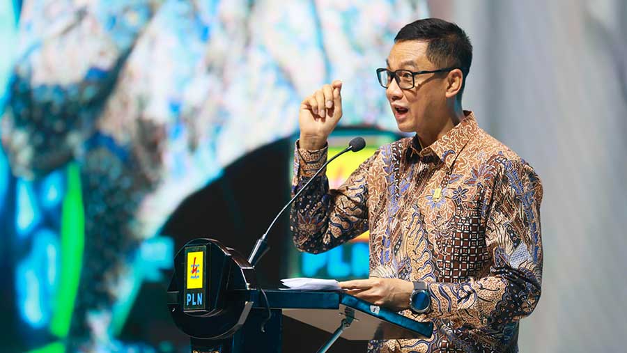 Direktur Utama PLN, Darmawan Prasodjo saat menyampaikan speech pada kegiatan Enterprise Customer Gathering PLN di Jakarta, Kamis (7/8). (Dok. PLN)