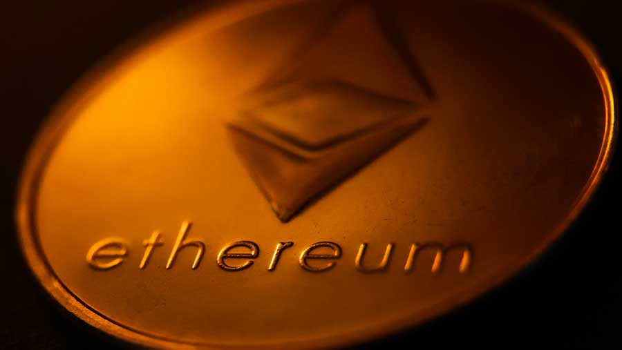 Ilustrasi aset kripto Ether. (bloomberg)