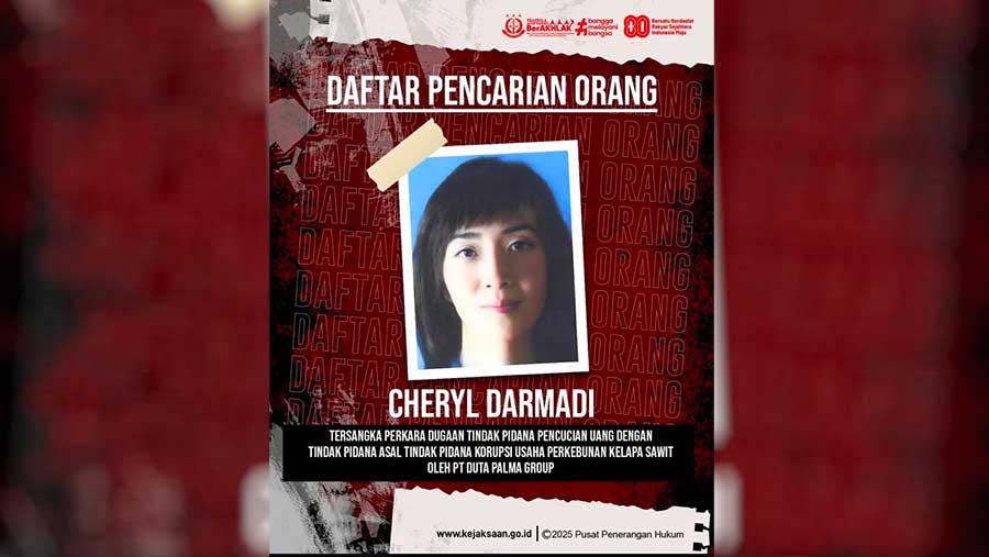 Anak Bos PT Duta Palma Grup Surya Darmadi, Cheryl Darmadi remi masuk ke dalam DPO Kejaksaan Agung. (IG @kejaksaan Agung)