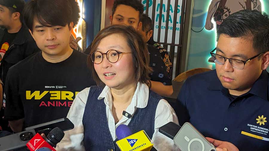 Wakil Menteri Ekonomi Kreatif Irene Umar di Jakarta, Selasa (12/8/2025). (Bloomberg Technoz/Muhammad Fikri)