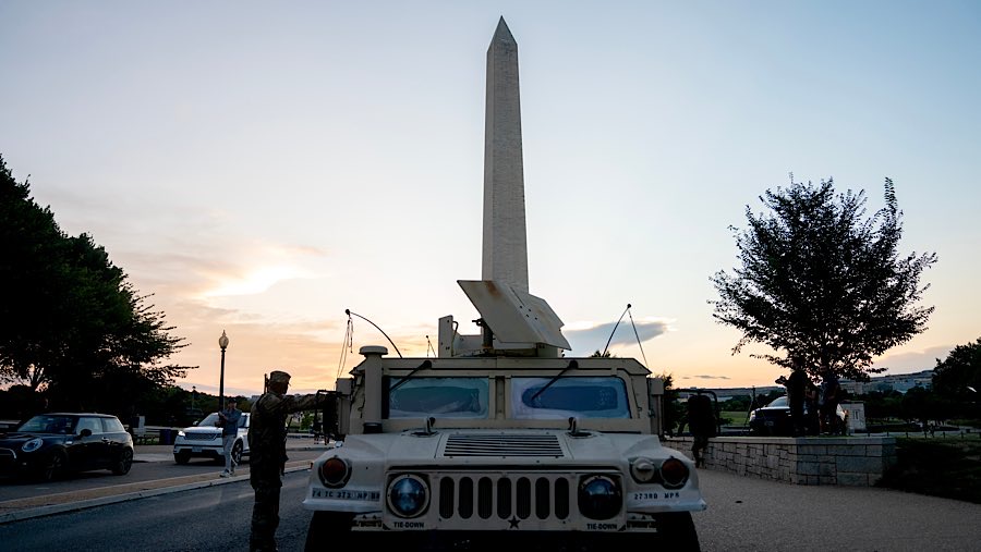 Presiden Donald Trump mengumumkan pengambilalihan kendali federal atas Departemen Kepolisian Washington, D.C. (Stefani Reynolds/Bloomberg)