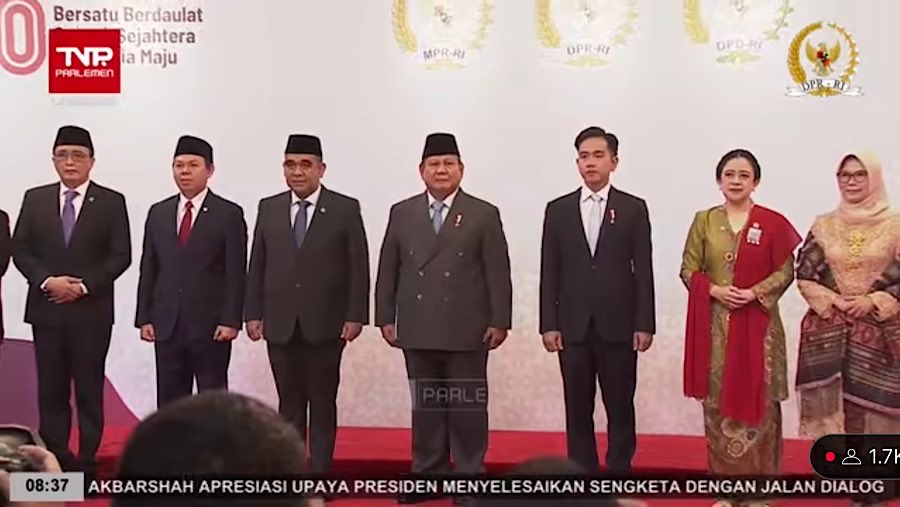 Presiden Prabowo Subianto tiba untuk pidato kenegaraan pada sidang tahunan MPR di Gedung DPR/MPR, Jumat (15/8/2025). (Youtube DPR)