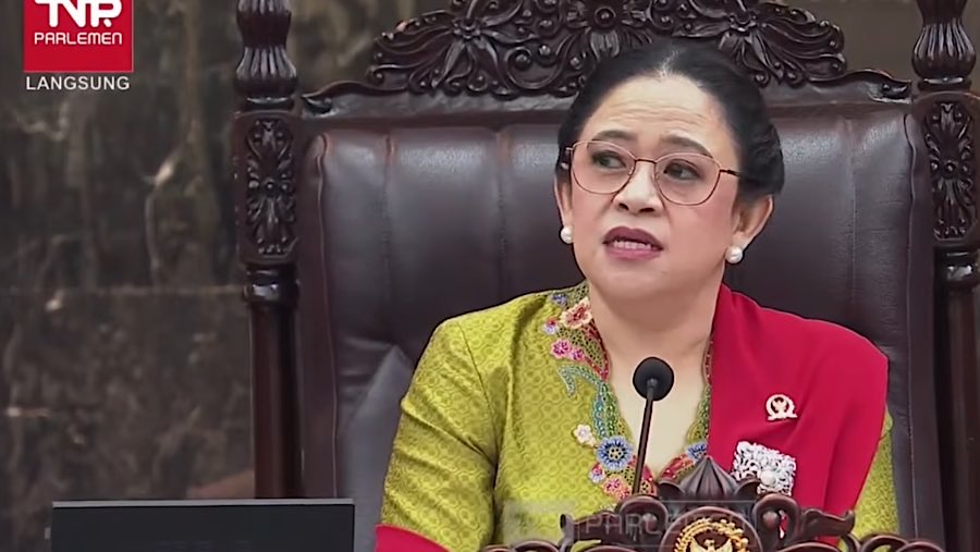Ketua DPR, Puan Maharani saat sidang tahunan MPR di Gedung DPR/MPR, Jumat (15/8/2025). (Youtube DPR)
