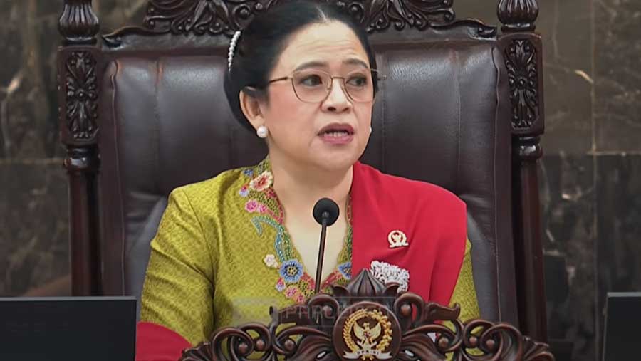 Ketua DPR RI Puan Maharani pada Sidang Tahunan MPR dan Sidang Bersama DPR dan DPD, (15/8/2025). (Tangkapan layar YouTube Sekretariat Presiden)