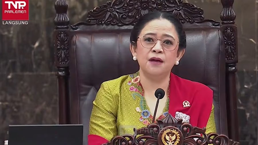 Ketua DPR, Puan Maharani saat sidang tahunan MPR di Gedung DPR/MPR, Jumat (15/8/2025). (Youtube DPR)

