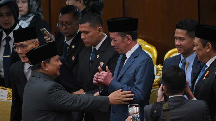Presiden Prabowo dan Joko Widodo saat sidang tahunan MPR di Gedung DPR/MPR, Jumat (15/8/2025). (Dok. Foto Parlemen/Faisal)