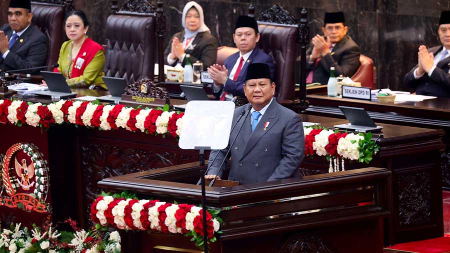 Presiden Prabowo saat sidang tahunan MPR di Gedung DPR/MPR, Jumat (15/8/2025). (Dok. Foto Parlemen/Runi)