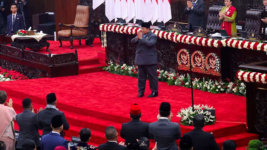 Presiden Prabowo saat sidang tahunan MPR di Gedung DPR/MPR, Jumat (15/8/2025). (Dok. Foto Parlemen/Runi)