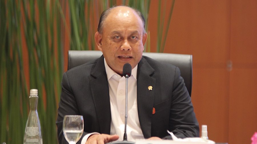 Kepala BGN, Dadan Hindayana saat konfrensi Pers RAPBN dan Nota Keuangan T.A 2026 di Jakarta, Jumat (15/8/2025). (Bloomberg Technoz/Andrean Kristianto)