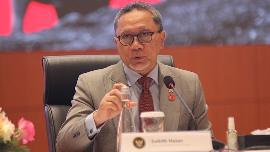 Menko Pangan, Zulkifli Hasan saat konfrensi Pers RAPBN dan Nota Keuangan T.A 2026 di Jakarta, Jumat (15/8/2025). (Bloomberg Technoz/Andrean Kristianto