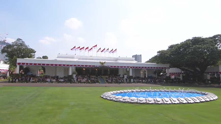 Suasana jelang Upacara Kemerdekaan RI ke 80 di Istana Negara (17/8/2025). (YouTube Sekretariat Presiden)