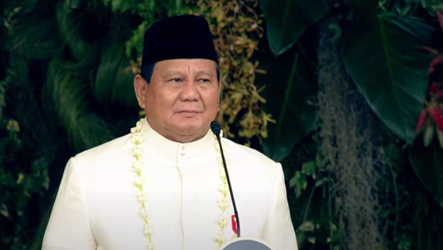 Presiden RI Prabowo jelang Pidato pada Upacara Kemerdekaan RI ke 80 di Istana Negara (17/8/2025). (YouTube Sekretariat Presiden)