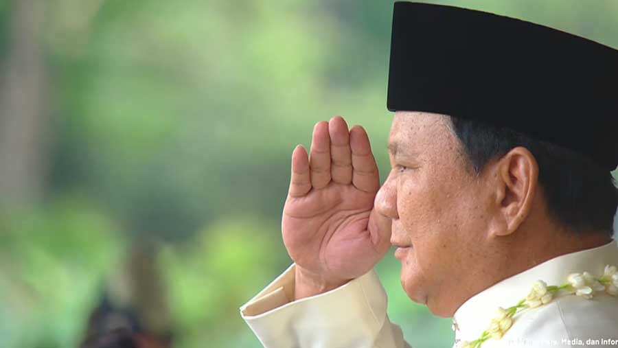Presiden RI Prabowo jelang Pidato pada Upacara Kemerdekaan RI ke 80 di Istana Negara (17/8/2025). (YouTube Sekretariat Presiden)