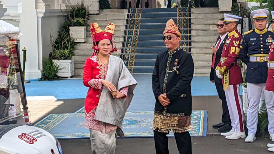 Puan Maharani pada Upacara Kemerdekaan RI ke 80 di Istana Negara (17/8/2025). (Bloomberg Technoz/Azura Yumna)