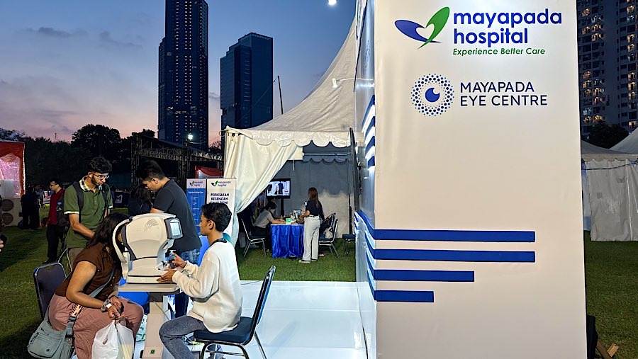 Dalam acara ini Mayapada Healthcare menghadirkan layanan kesehatan untuk para pengunjung yang datang. (Bloomberg Technoz/Andrean Kristianto)