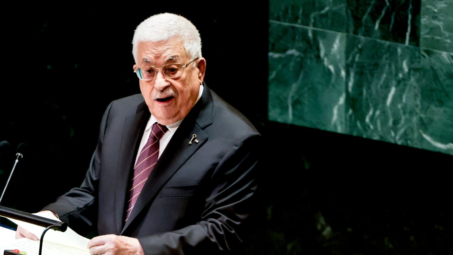 Mahmoud Abbas, presiden Otoritas Palestina, berpidato di Sidang Umum Perserikatan Bangsa-Bangsa di New York pada tahun 2024./dok. Bloomberg