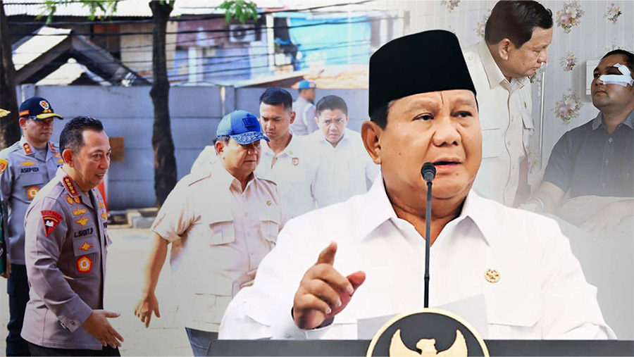 Prabowo Jenguk Aparat Cidera, Minta Kapolri Naikkan Pangkat Mereka (Foto: BPMI Setpres)