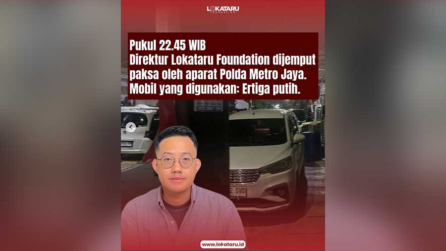 Direktur Lokataru Foundation, Delpedro Marhaen dijemput paksa aparat (Tangkapan layar IG @lokataru_foundation)