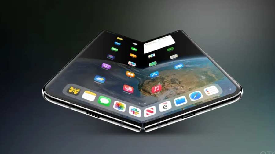Perkiraan bentuk iPhone lipat yang akan rilis akhir 2026 seperti dirancang 9to5Mac.