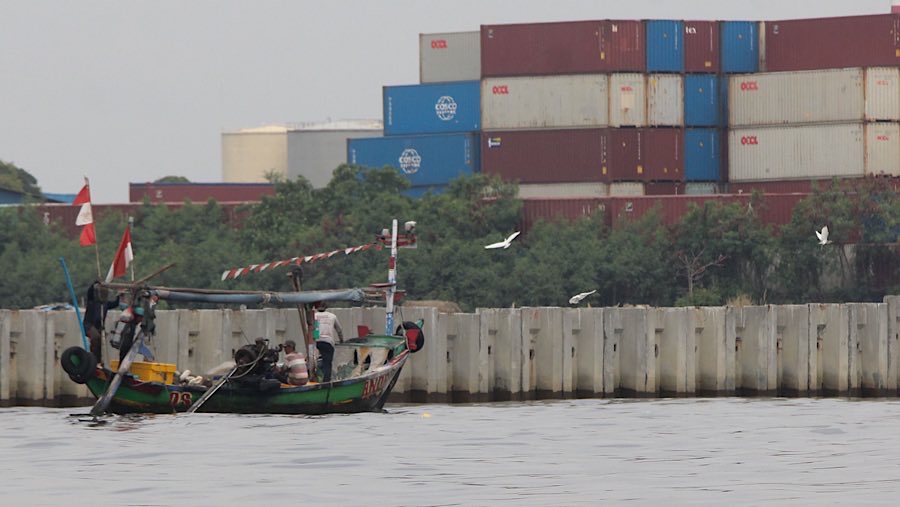 pembangunan Terminal Umum oleh PT KCN ditujukan untuk memperkuat konektivitas dan pertumbuhan ekonomi maritim. (Bloomberg Technoz/Andrean Kristianto)