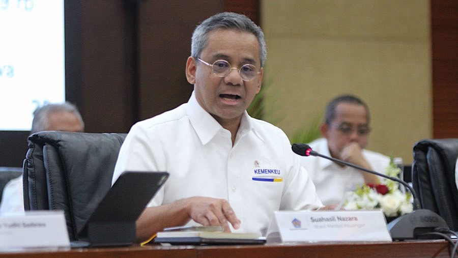 Wakil Menteri Keuangan, Suahasil Nazara saat paparan APBN Kita di Kantor Kemenkeu, Senin (22/9/2025). (Bloomberg Technoz/Andrean Kristianto)