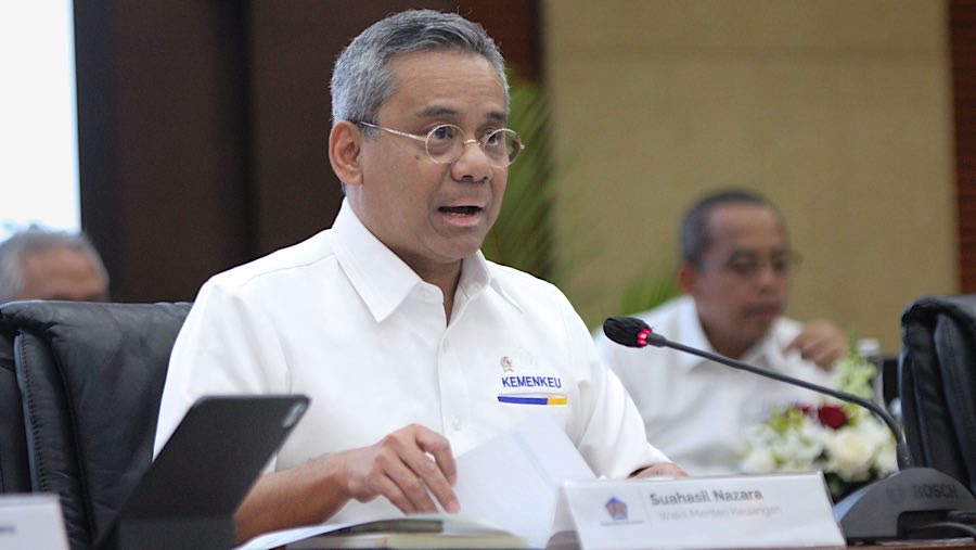 Wakil Menteri Keuangan, Suahasil Nazara saat paparan APBN Kita di Kantor Kemenkeu, Senin (22/9/2025). (Bloomberg Technoz/Andrean Kristianto)