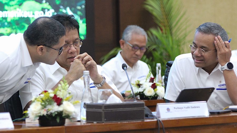 Menteri Keuangan Purbaya Yudhi Sadewa saat pemaparan APBN Kita di Kantor Kemenkeu, Senin (22/9/2025). (Bloomberg Technoz/Andrean Kristianto)