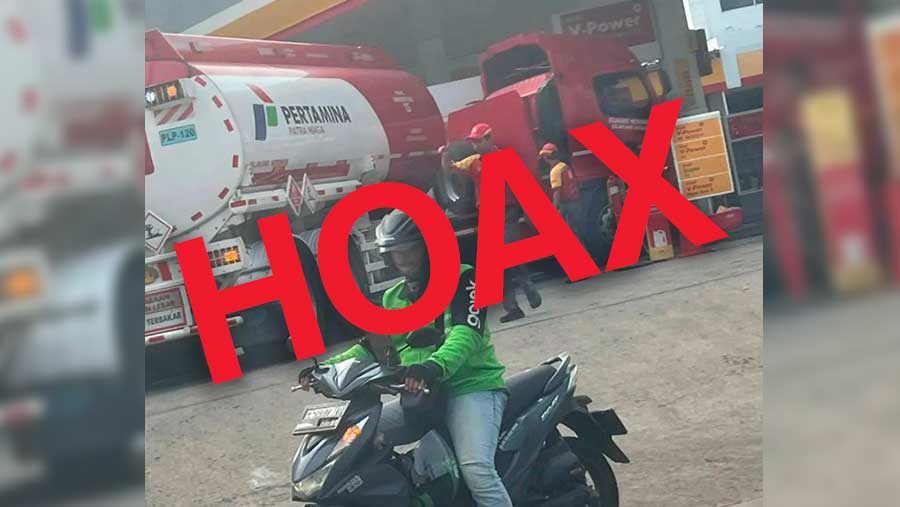 Foto hoax truk tangki Pertamina di SPBU Shell (Dok. Ist)