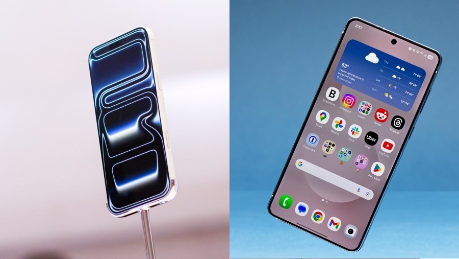Perbandingan iPhone 17 dan Galaxy S25. (Bloomberg)
