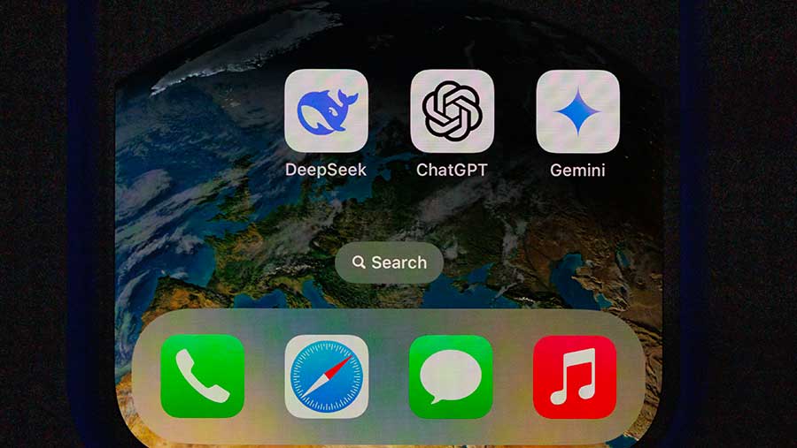 Aplikasi chatbot Ai untuk DeepSeek, ChatGPT dan Google Gemini. (Bloomberg)