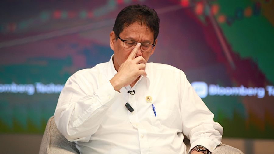 Menteri Keuangan Purbaya Yudhi Sadewa saat wawancara di Kantor Bloomberg Technoz, Jakarta, Selasa (30/9/2025). (Bloomberg Technoz/ Andrean Kristianto)