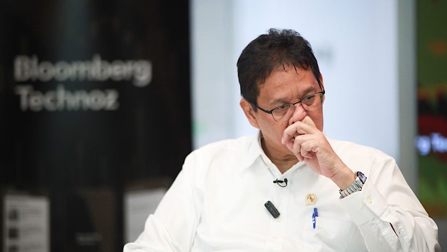 Menteri Keuangan Purbaya Yudhi Sadewa saat wawancara di Kantor Bloomberg Technoz, Jakarta, Selasa (30/9/2025). (Bloomberg Technoz/ Andrean Kristianto)