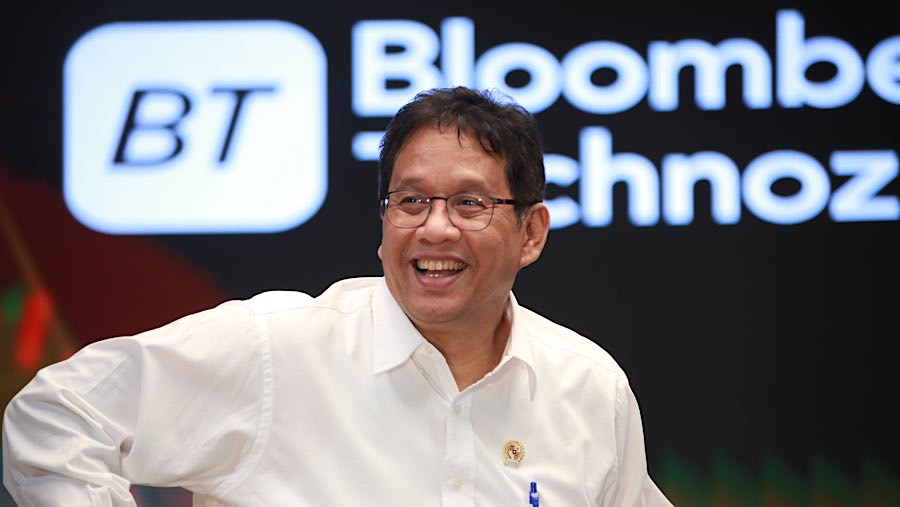 Menteri Keuangan Purbaya Yudhi Sadewa saat wawancara di Kantor Bloomberg Technoz, Jakarta, Selasa (30/9/2025). (Bloomberg Technoz/ Andrean Kristianto)