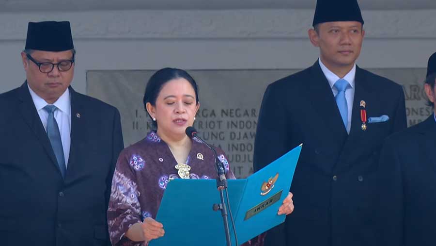 Puan Maharani dalam Upacara Peringatan Hari Kesaktian Pancasila Tahun 2025, Jakarta, (1/10). (Tangkapan layar Sekretariat Presiden)