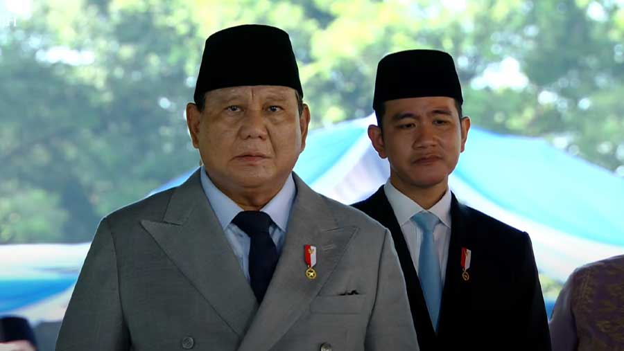 Prabowo Gibran dalam Upacara Peringatan Hari Kesaktian Pancasila Tahun 2025, Jakarta, (1/10). (Tangkapan layar Sekretariat Presiden)