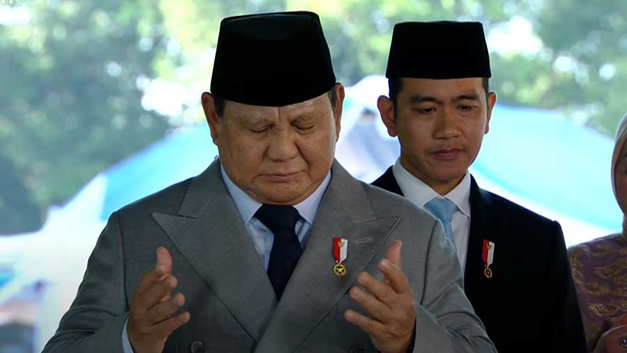 Presiden Prabowo Subianto dalam Upacara Peringatan Hari Kesaktian Pancasila Tahun 2025, Jakarta, (1/10). (Tangkapan layar Sekretariat Presiden)