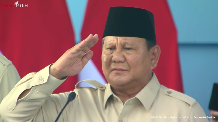 Presiden Prabowo pimpin upacara acara puncak HUT ke-80 TNI di Monas. (Sekretariat Presiden)	
