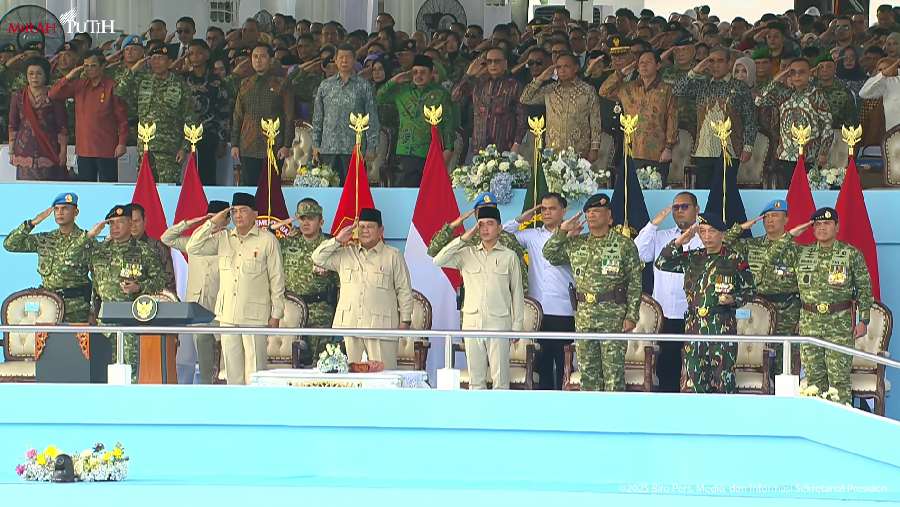 Presiden Prabowo pimpin upacara acara puncak HUT ke-80 TNI di Monas. (Sekretariat Presiden)	
