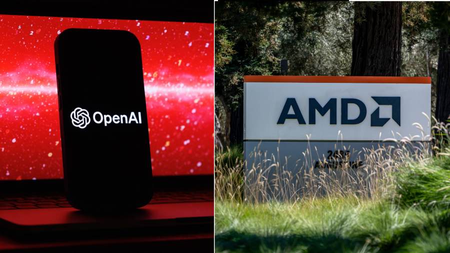 Kesepakatan pembangunan infrastruktur AI oleh dua perusahaan teknologi AS, AMD dan OpenAI. (dok: Kolase/Bloomberg)