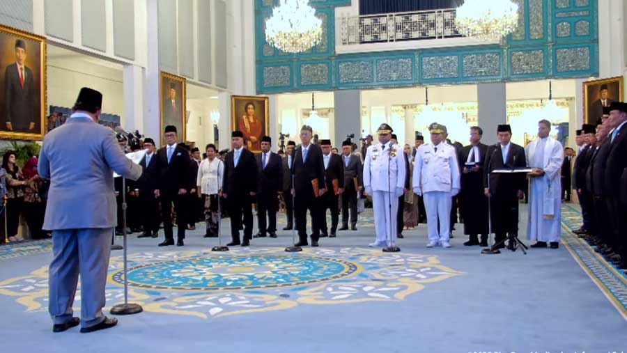 Pelantikan dan Pengucapan Sumpah Pejabat Negara, Istana Negara, 8 Oktober 2025 (Dok. YouTube Sekretariat Presiden)