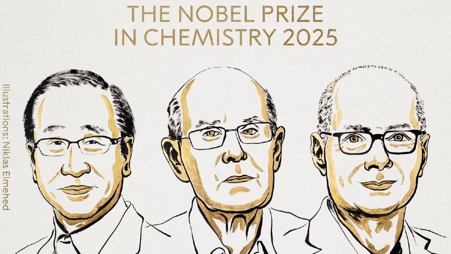 Pemenang nobel Kimia 2025. (Sumber: Media sosial X @nobelprize)