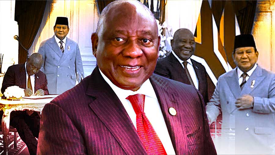 Presiden Afrika Selatan Cyril Ramaphosa, bertemu Presiden Prabowo (Diolah berbagai sumber)