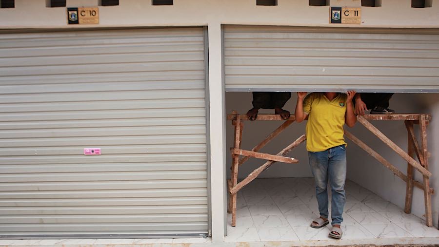 Pembangunan Sentra Fauna dan Kuliner Lenteng Agung telah rampung dan siap digunakan. (Bloomberg Technoz/Andrean Kristianto)