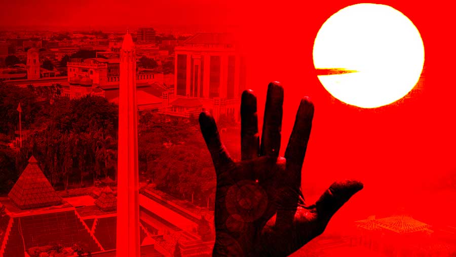 Ilustrasi Surabaya diprediksi jadi wilayah yang alami kenaikan suhu panas tahun 2050. (Diolah)